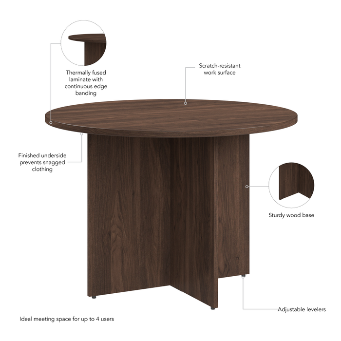 42-inch Round Conference Table with Wood Base
