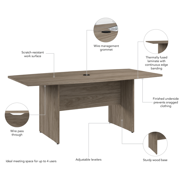 72-inch Office Conference Table with Wood Base