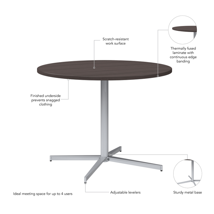 42-inch Round Conference Table with Metal Base