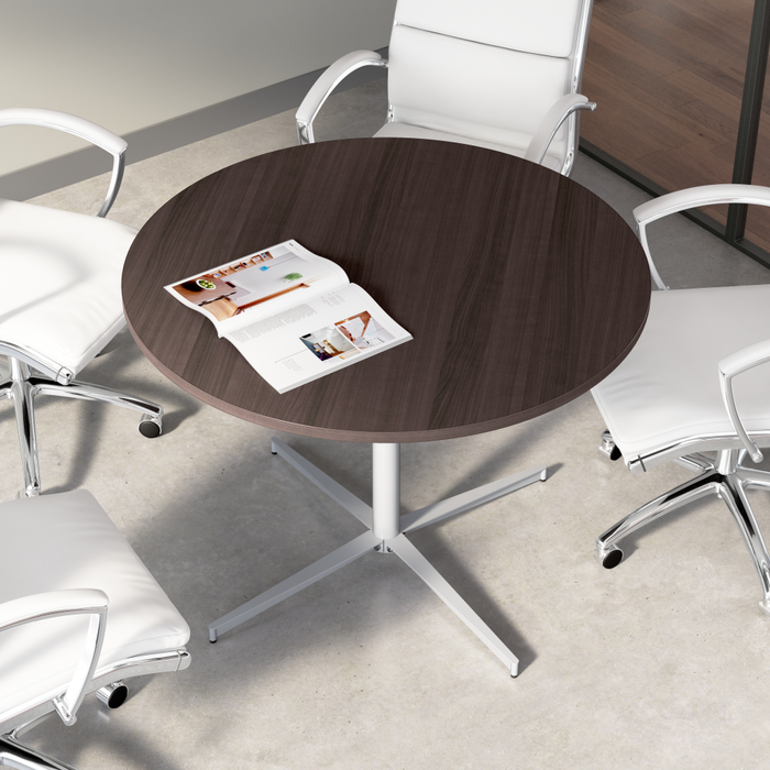 42-inch Round Conference Table with Metal Base