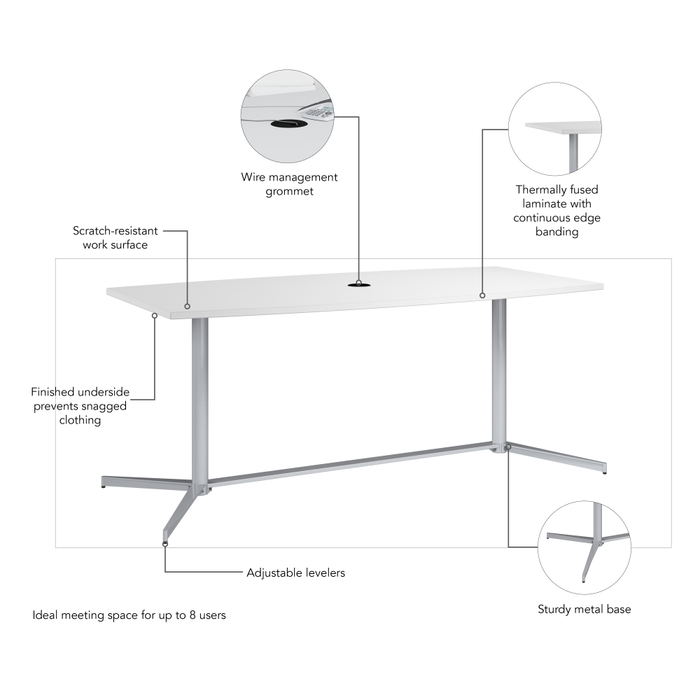 72-inch Office Conference Table with Metal Base