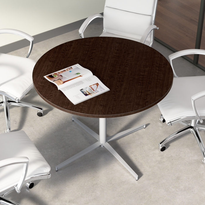 42-inch Round Conference Table with Metal Base