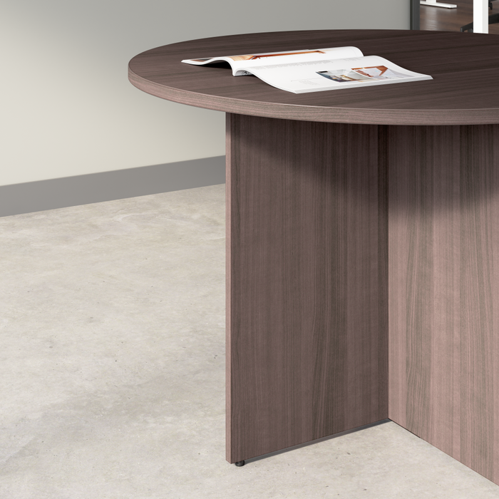 42-inch Round Conference Table with Wood Base