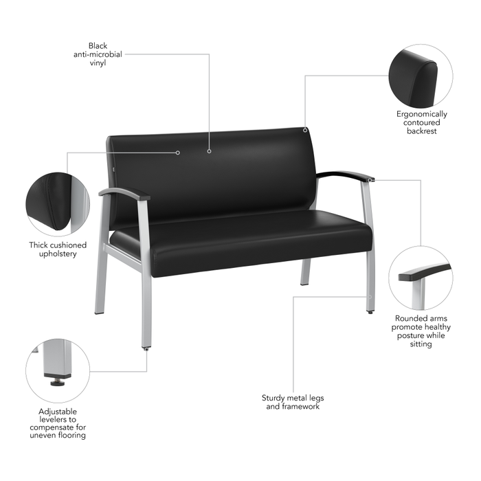 Arrive Waiting Room Loveseat with Arms