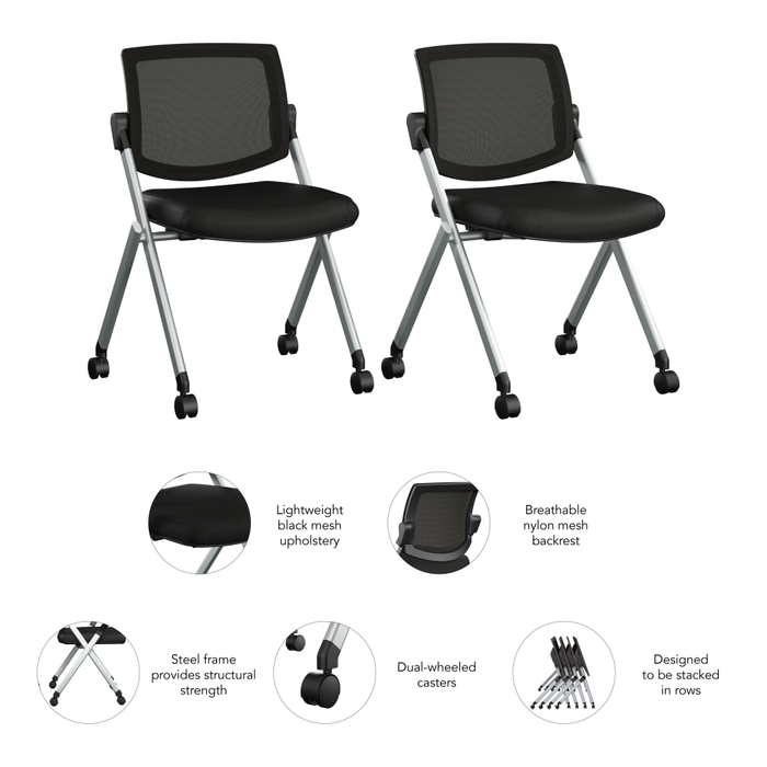 Envision Mesh Back Folding Chairs - Set of 2