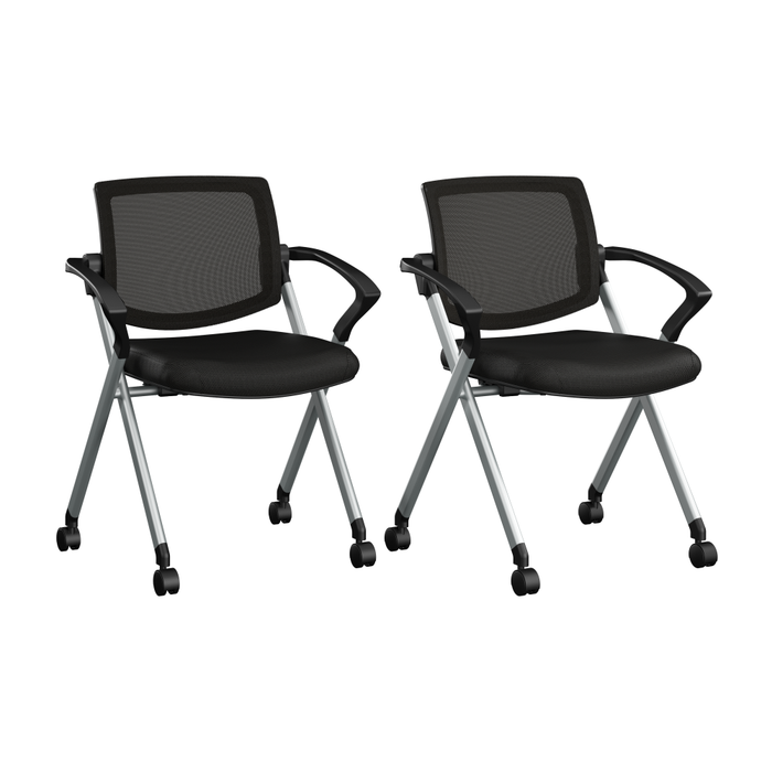 Envision Mesh Back Folding Chairs with Arms - Set of 2