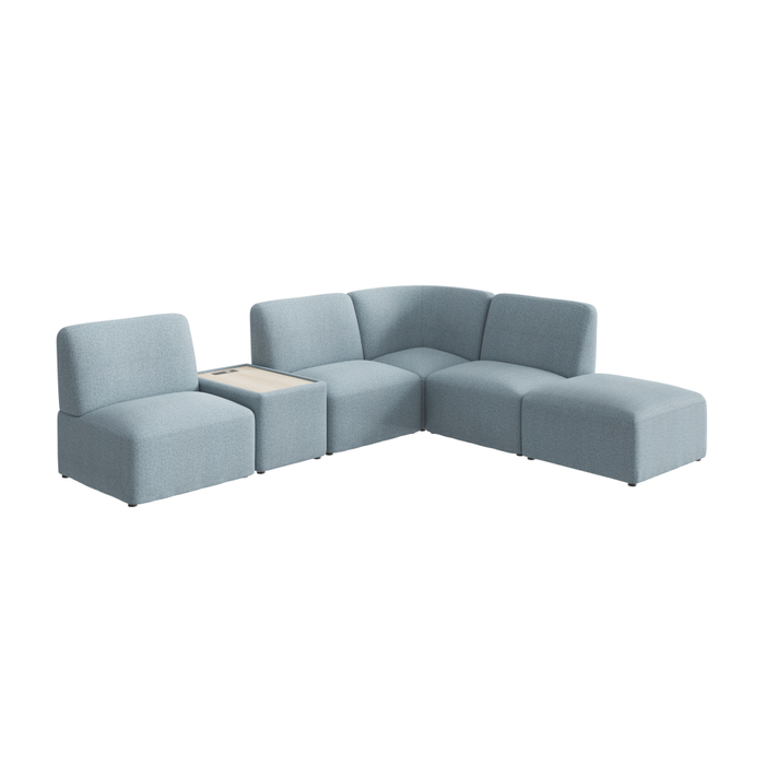 Assemble Modular 5 Seater L Shaped Sectional with Charging Station