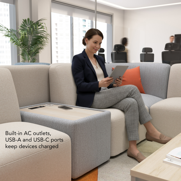 Assemble Modular 5 Seater L Shaped Sectional with Charging Station