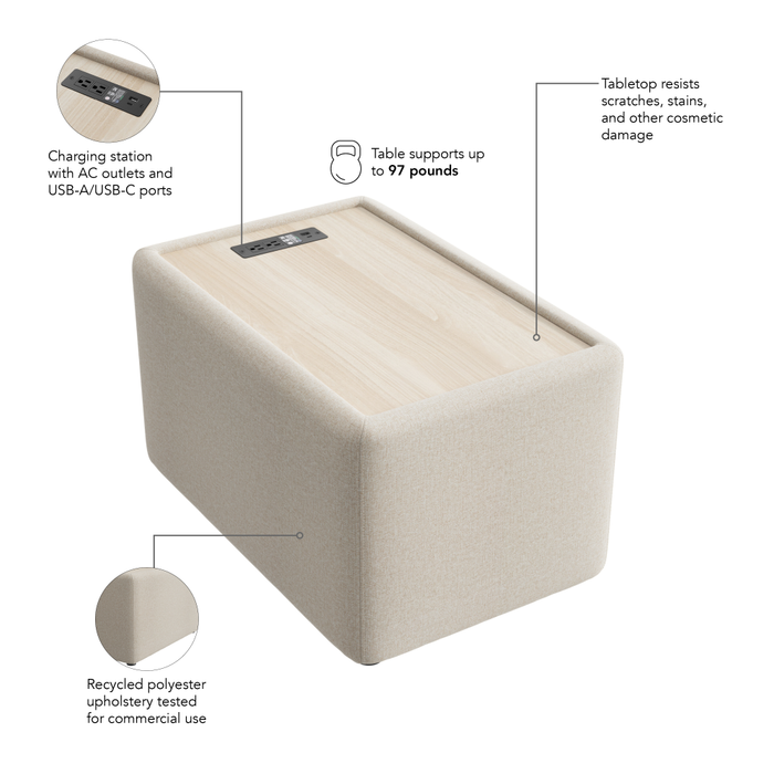 Assemble Modular Side Table with Charging Station