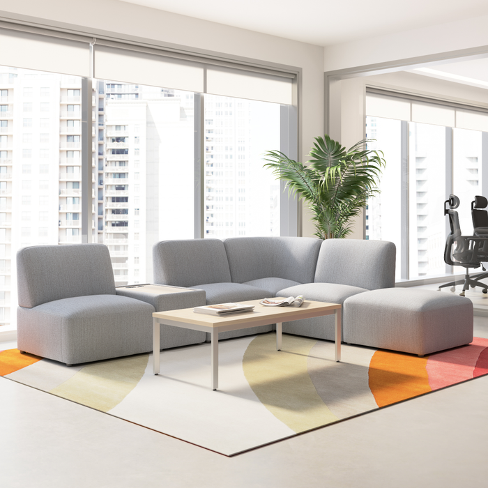 Assemble Modular 5 Seater L Shaped Sectional with Charging Station