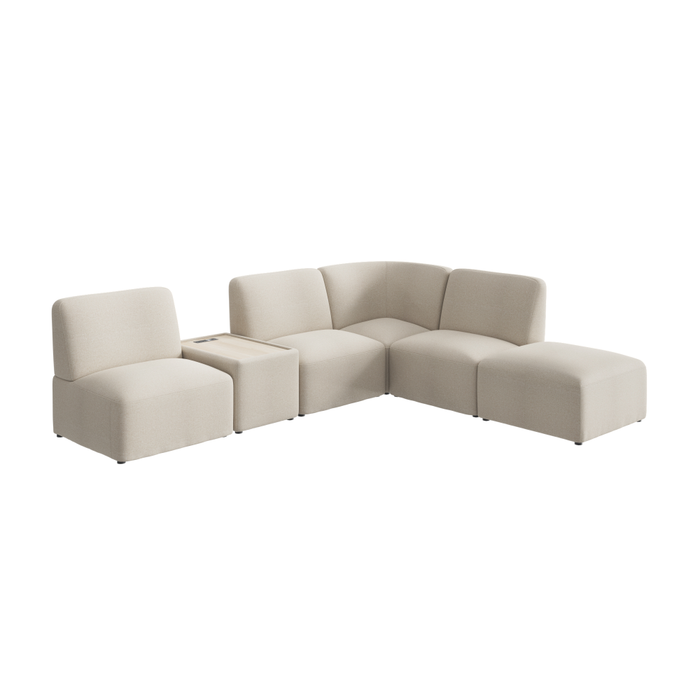 Assemble Modular 5 Seater L Shaped Sectional with Charging Station