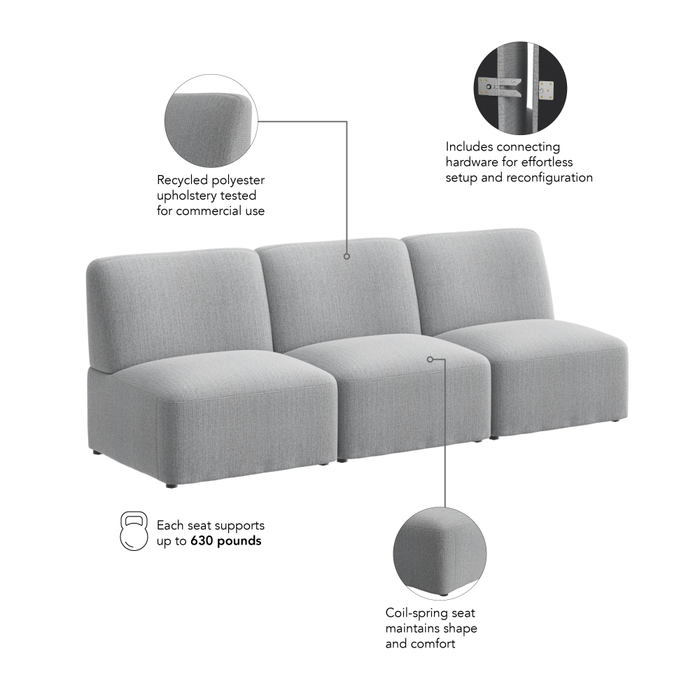 Assemble Modular 3 Seater Sectional Lounge Sofa