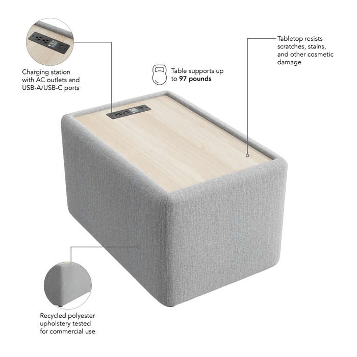Assemble Modular Side Table with Charging Station