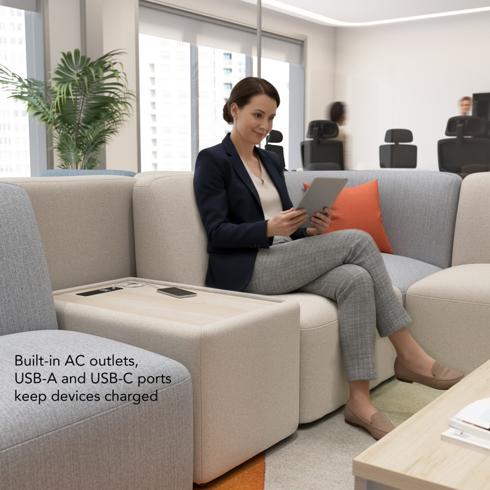 Assemble Modular 5 Seater L Shaped Sectional with Charging Station