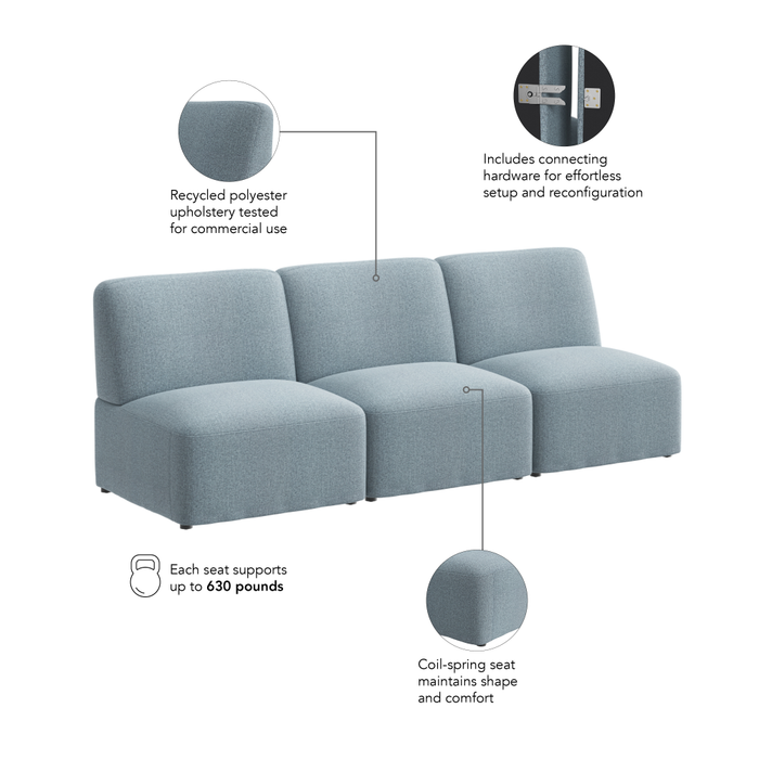 Assemble Modular 3 Seater Sectional Lounge Sofa