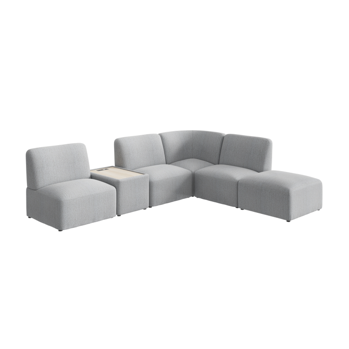 Assemble Modular 5 Seater L Shaped Sectional with Charging Station