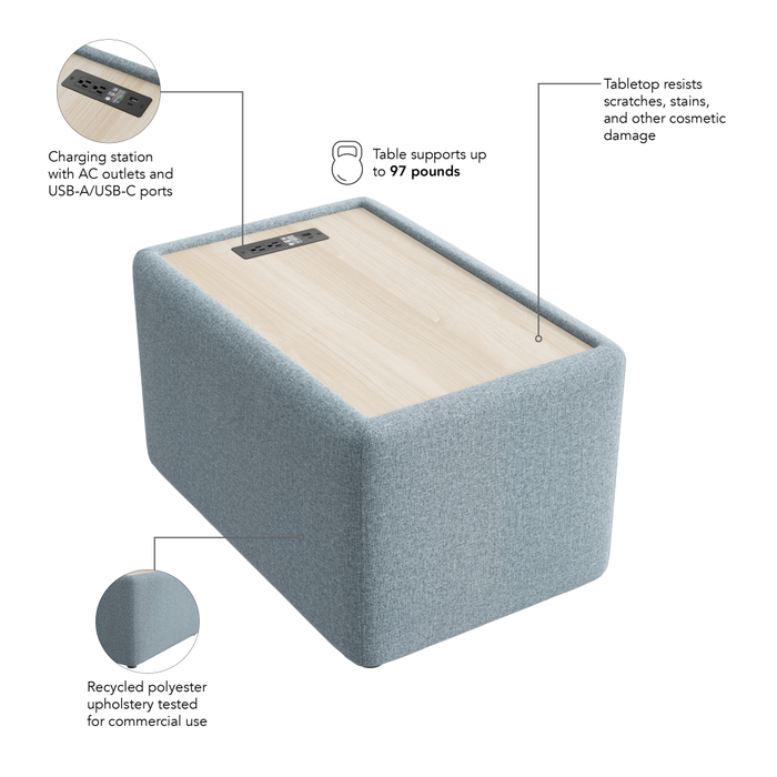 Assemble Modular Side Table with Charging Station