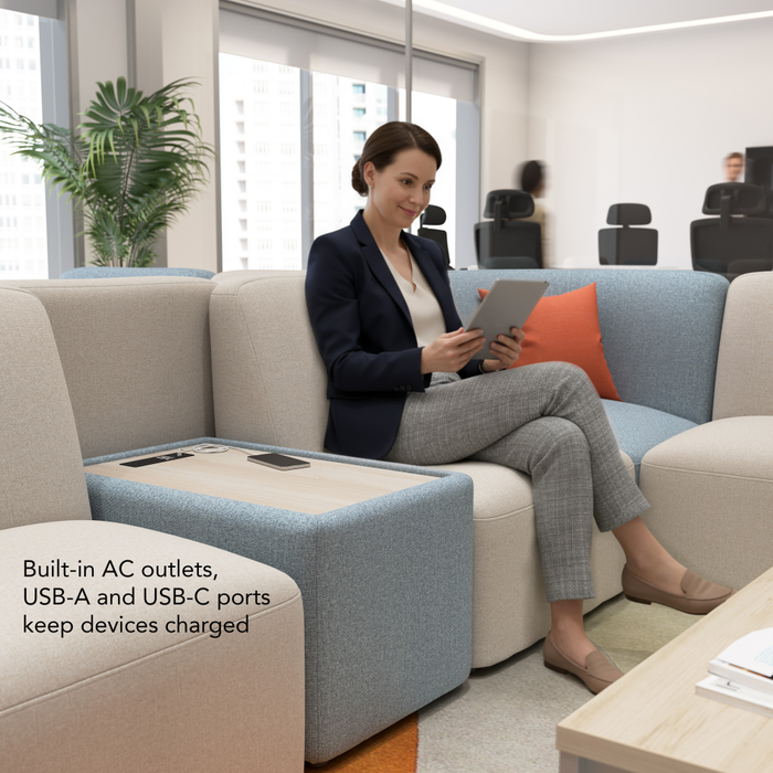 Assemble Modular 5 Seater L Shaped Sectional with Charging Station