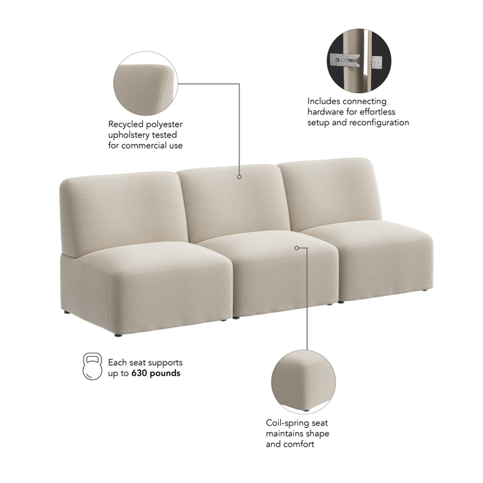 Assemble Modular 3 Seater Sectional Lounge Sofa