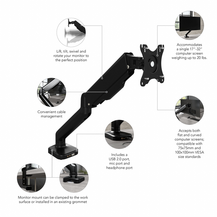 Adjustable Single Monitor Arm