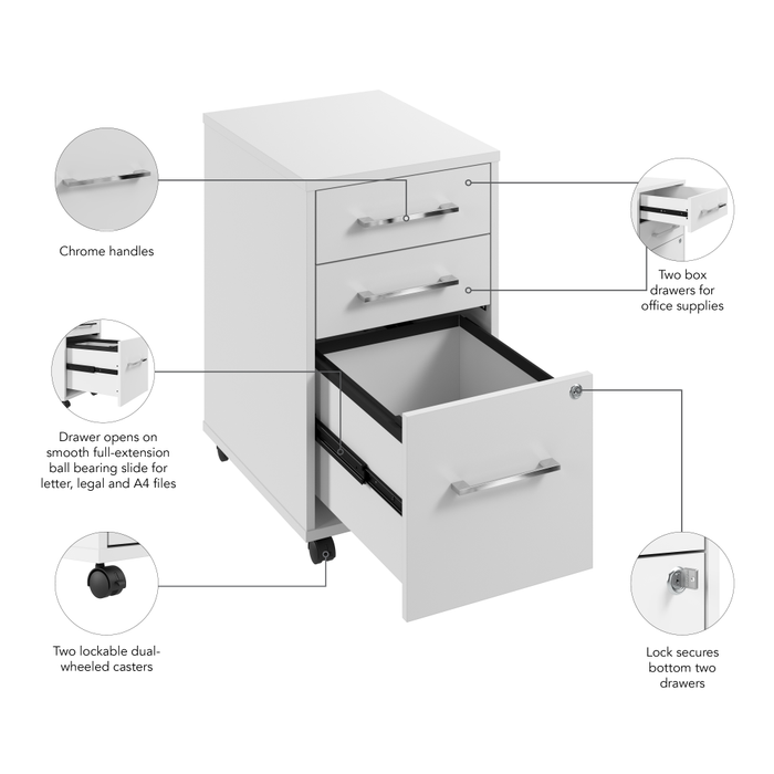 Hustle 3 Drawer Mobile File Cabinet
