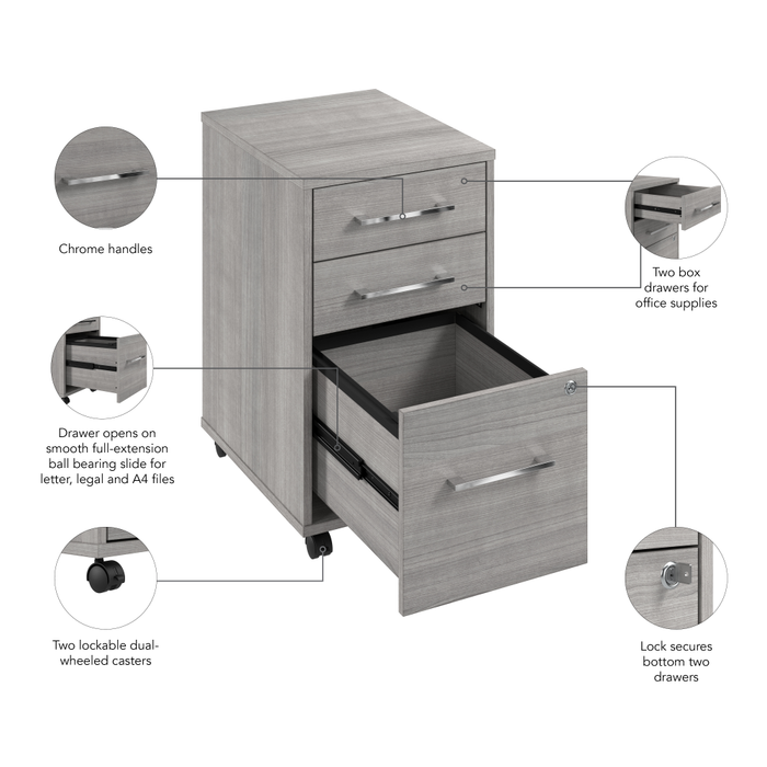 Hustle 3 Drawer Mobile File Cabinet