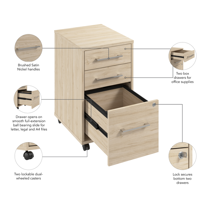 Hustle 3 Drawer Mobile File Cabinet