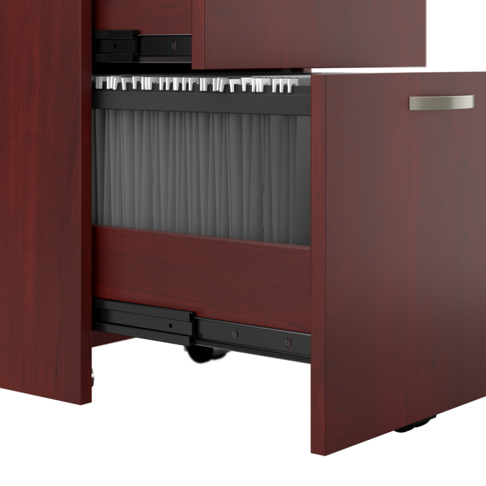 Office in an Hour 65W L Shaped Cubicle Desk with Storage, Drawers, and Organizers