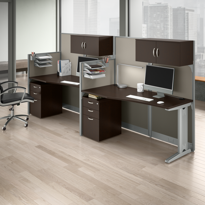Office in an Hour 65W Straight Cubicle Desk with Storage, Drawers, and Organizers