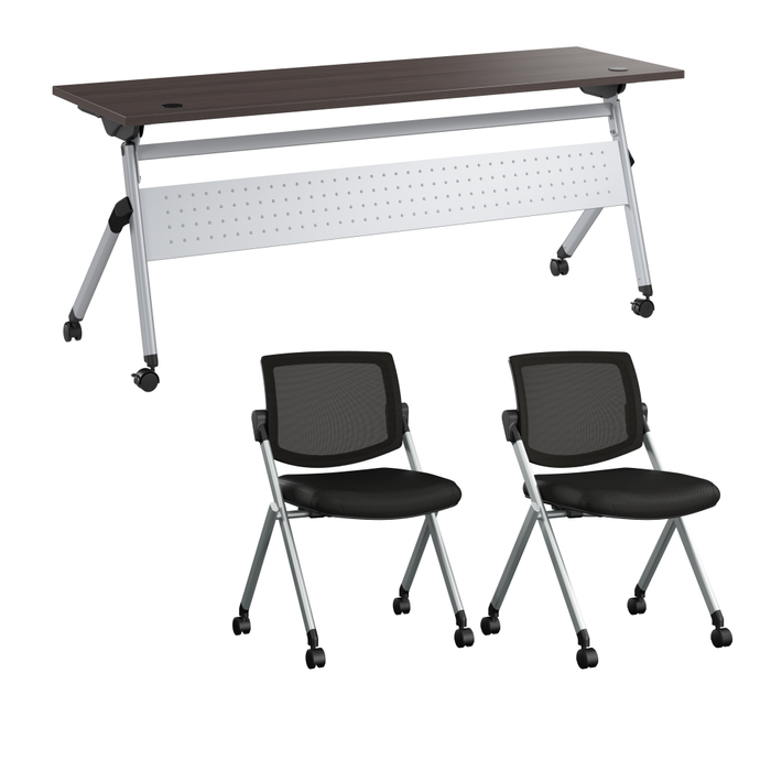 Envision 72W Folding Training Table and 2 Folding Chairs