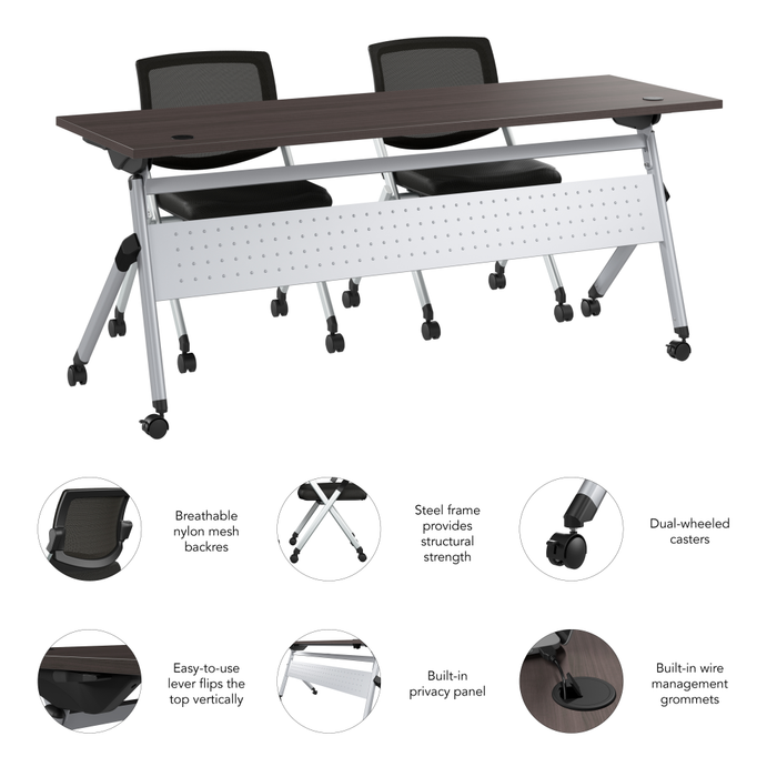 Envision 72W Folding Training Table and 2 Folding Chairs