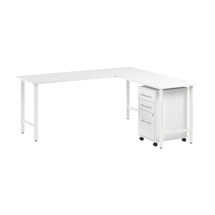 Hustle 72W x 24D L Shaped Computer Desk with 3 Drawer Mobile File Cabinet
