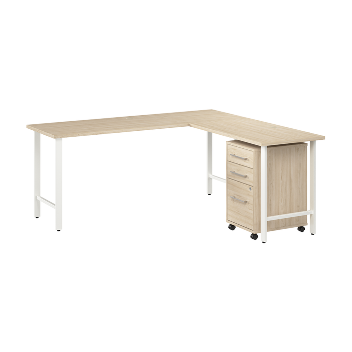 Hustle 72W x 24D L Shaped Computer Desk with 3 Drawer Mobile File Cabinet