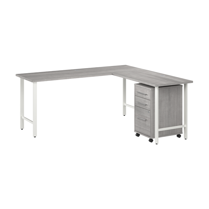 Hustle 72W x 24D L Shaped Computer Desk with 3 Drawer Mobile File Cabinet