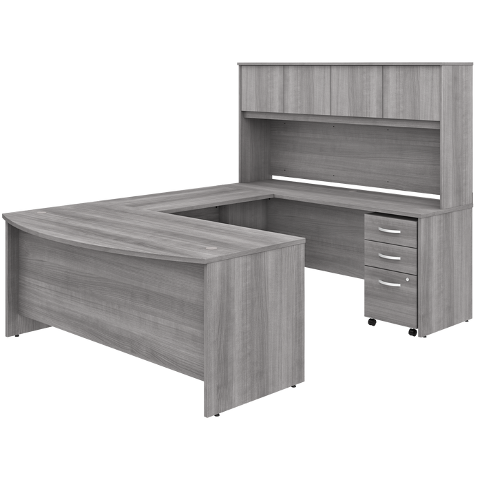 Studio C 72W x 36D U Shaped Desk with Hutch and Mobile File Cabinet