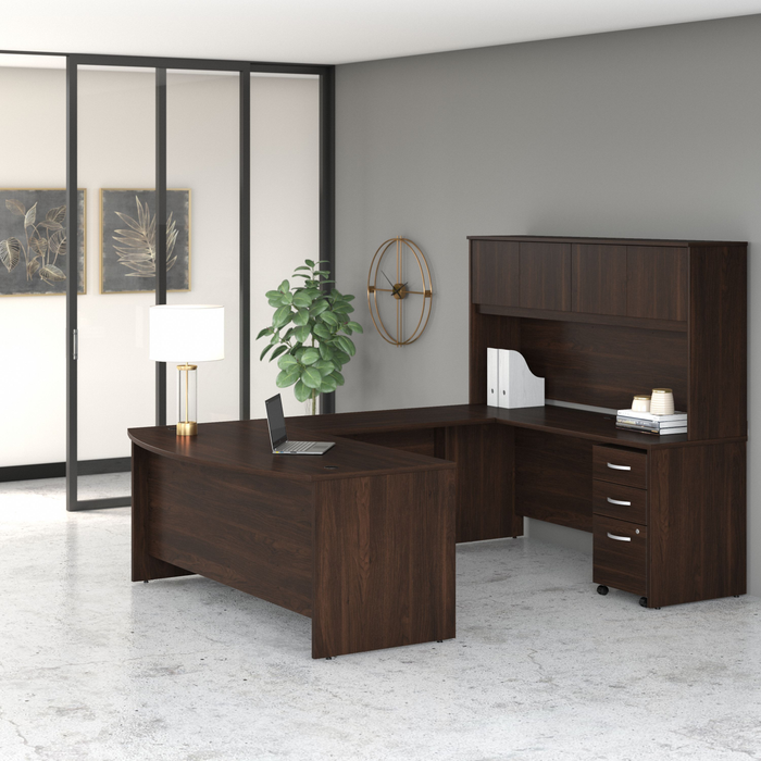 Studio C 72W x 36D U Shaped Desk with Hutch and Mobile File Cabinet