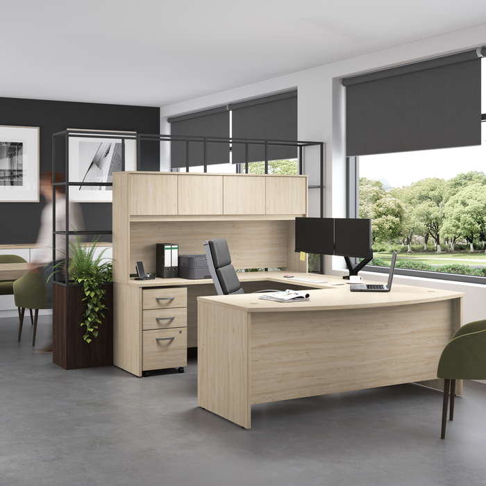 Studio C 72W x 36D U Shaped Desk with Hutch and Mobile File Cabinet