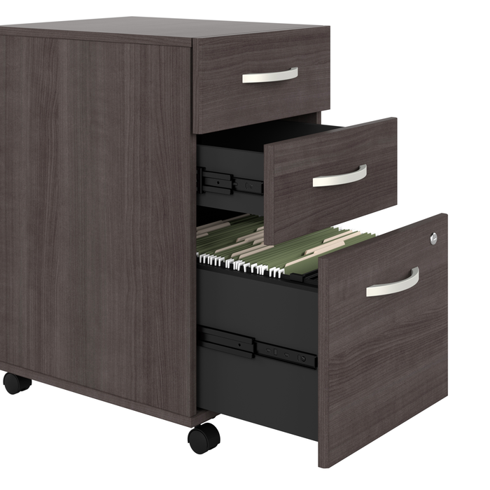Studio C 72W x 30D L Shaped Desk with Hutch, Mobile File Cabinet and 42W Return