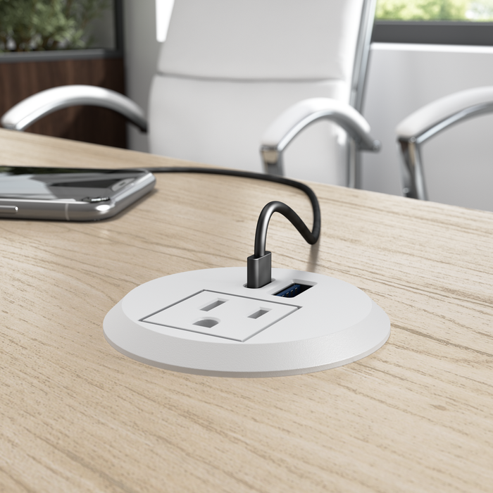 2-inch Desktop Power Grommet with AC Outlet and USB-A/USB-C Ports