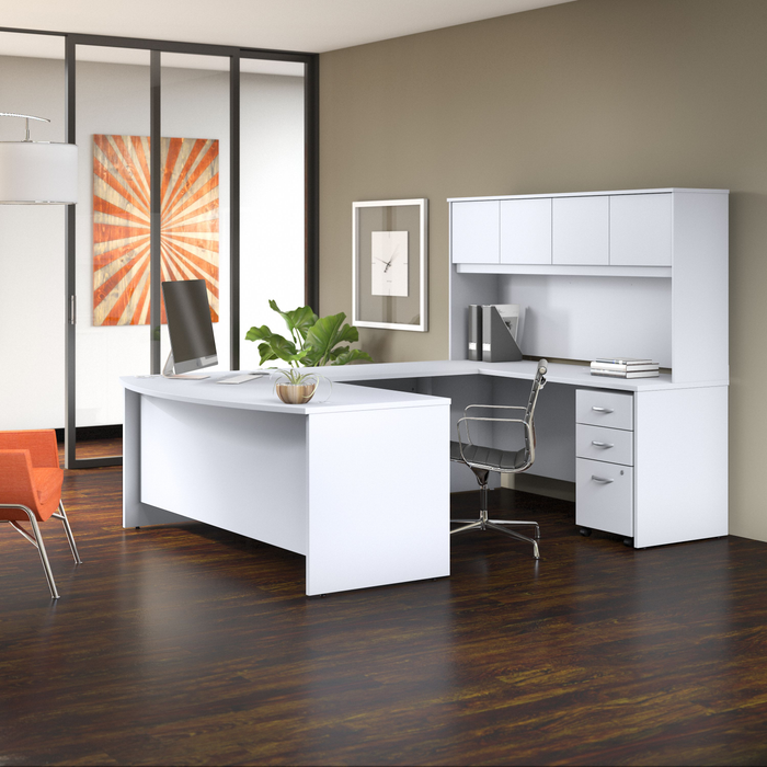 Studio C 72W x 36D U Shaped Desk with Hutch and Mobile File Cabinet