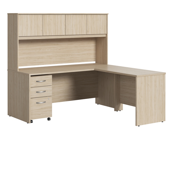 Studio C 72W x 30D L Shaped Desk with Hutch, Mobile File Cabinet and 42W Return