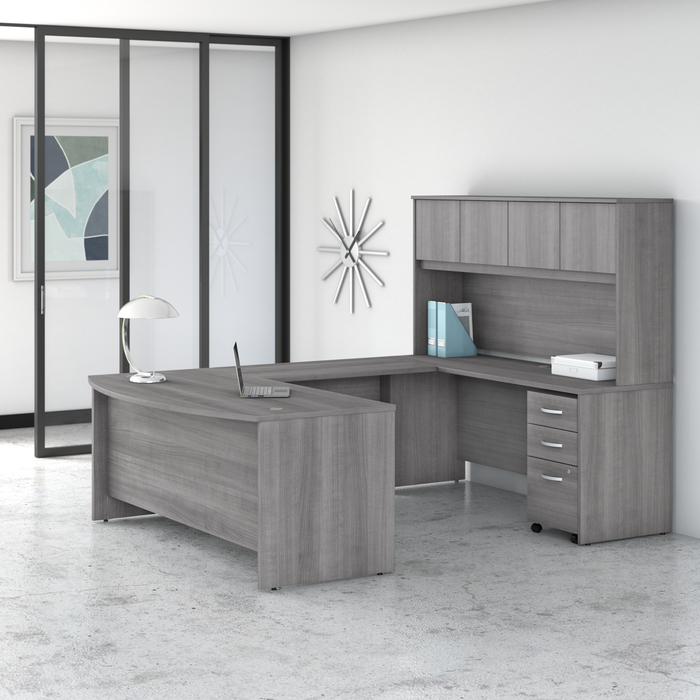 Studio C 72W x 36D U Shaped Desk with Hutch and Mobile File Cabinet