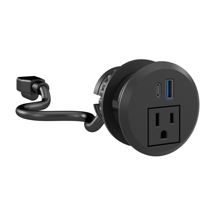 2-inch Desktop Power Grommet with AC Outlet and USB-A/USB-C Ports