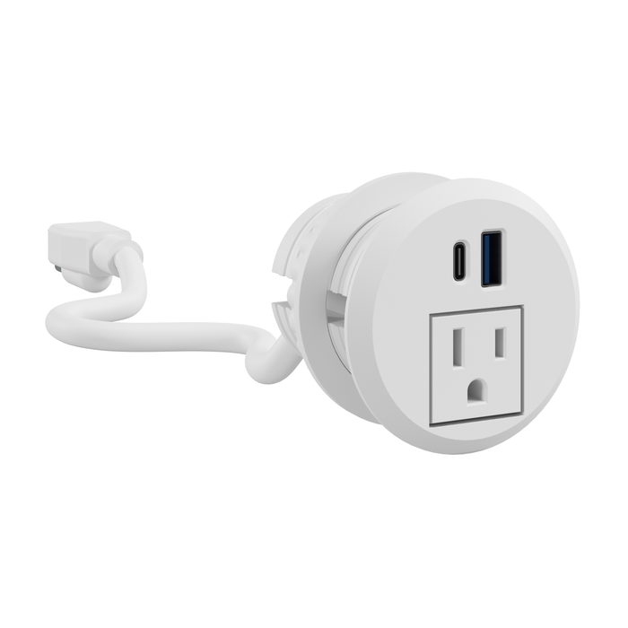 2-inch Desktop Power Grommet with AC Outlet and USB-A/USB-C Ports